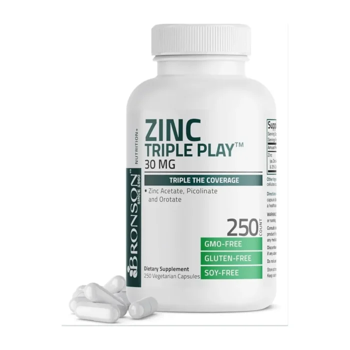 Complejo Triple de Zinc 30 mg Bronson 250 Cápsulas Vegetale - Imagen 1