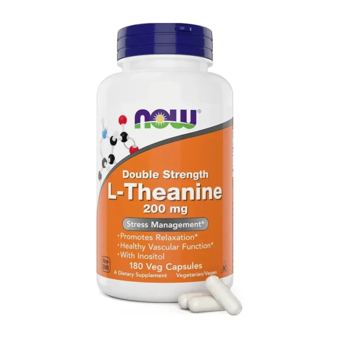 L-Teanina 200 mg Doble Fuerza Now Foods 180 Cápsulas Veg - Imagen 1